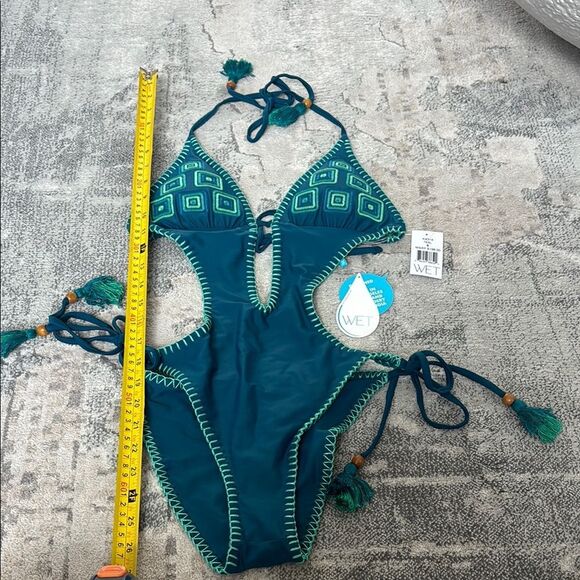 Women's Teal One Piece Swimsuit - Picture 8 of 10